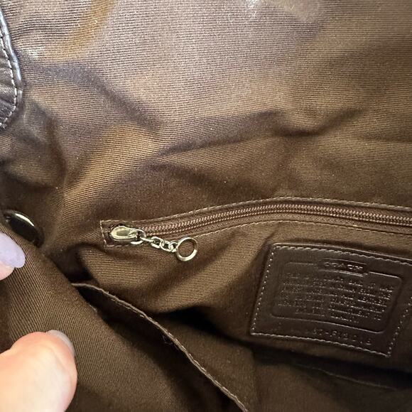 Coach Pink Hampton Signature C Canvas & Brown Leather Hobo Bag Y2K # F13018 - Picture 7 of 15